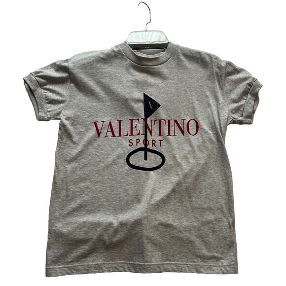 Genuine Valentino Sport Crew Neck T-Shirt Tee Gray Short Sleeve Men’s Sm NWT - Picture 10 of 12